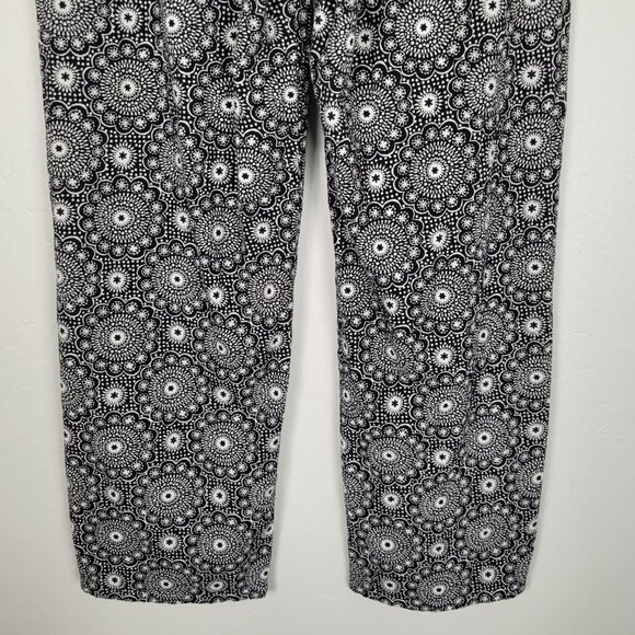 Talbots Cotton Pants Straight Leg Lightweight Pull On Print Black White Size S - Picture 6 of 12